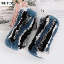 New Good Elastic Hand Knitted Rabbit Fur Mittens Winter Women Natural Real Rex Rabbit Fur Gloves Lady Real Rex Rabbit Fur Gloves 2024 - buy cheap