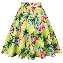 50s 60s retro swing skirts womens jupe femme vd0020 summer yellow flamingo floral print female skirt Mujer Falads 2024 - buy cheap