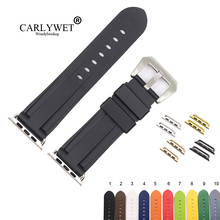 Carlywet-pulseira de silicone para iwatch, 38, 40, 42, 44mm, preta, branca, borracha, substituição, cinto, série 4/3/2/1 2024 - compre barato