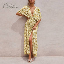 Ordifree-vestido longo de verão feminino, estilo boho, floral, curto, sexy, túnica para praia, 2021 2024 - compre barato