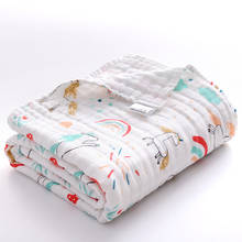 Муслиновое детское банное полотенце, 4 слоя, хлопковая Марля высокой плотности, дышащее одеяло для новорожденных, KF256 2024 - купить недорого