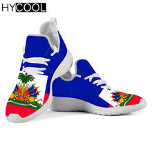 Кроссовки HYCOOL женские с принтом флага Гаити, спортивная обувь на шнуровке, плоская подошва, для прогулок и занятий на свежем воздухе, бега, тренажерного зала, фитнеса 2024 - купить недорого