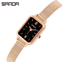 Sanda Starry Sky Women Watches Ladies Square Wristwatch Clock Rose Gold Milanese Mesh Leather Band Quartz Watch Relogio Feminino 2024 - buy cheap