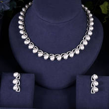 Acessórios de luxo feminino, conjunto de joias com cubo de pérola, zircônia e colar para festa de casamento 2024 - compre barato