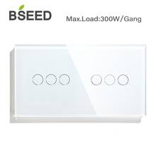 Bseed-Interruptor de pared de lujo con Sensor táctil para el hogar, interruptor de luz de 157mm, Panel de clase de cristal blanco, negro y dorado, 3 colores, 6 entradas 2024 - compra barato