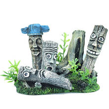 Accesorios de decoración de pecera, estatua de piedra de Isla de Pascua de resina, paisajismo, artesanía de decoración de pecera 2024 - compra barato