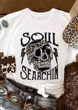 Женская футболка с принтом леопарда, черепа, молнии, 100% хлопок 2024 - купить недорого