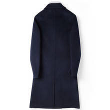 Casaco de lã longo masculino, jaqueta casual dupla face, primavera e outono, 100% 2024 - compre barato