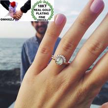 Hxomzj anel de joias rr1144, anel redondo de zircão aaa 18k branco e dourado, presente de aniversário e festa de casamento para mulheres, moda europeia 2024 - compre barato