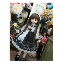 Vestido de muñeca + banda para el pelo, vestido de muñeca BJD de color negro/blanco para muñeca BJD 1/4 1/6, vestido de muñeca blyth, accesorios para muñecas 2024 - compra barato