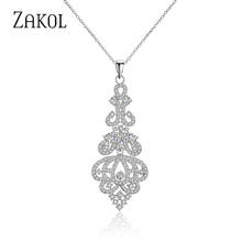 ZAKOL Vintage Leaf Bridal Wedding Jewelry Luxury Cubic Zirconia Chandelier Necklaces Pendants for Women Accessories FSNP2082 2024 - buy cheap