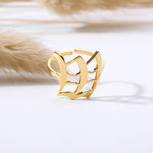 Кольца с буквами для женщин Старый английский шрифт кольцо A-Z буквы Золото Нержавеющая сталь регулируемое открытие начальное кольцо персонализированные подарки 2024 - купить недорого