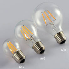 Bombilla de filamento Led G45, A60, G80, G95, 2W, 4W, 6W, E27, lámpara de iluminación interior de vidrio transparente, AC220V, Edison 2024 - compra barato
