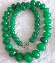 The new 8-20mm Beautiful Green Emerald Faceted Jasper Jewelry Beads Necklace Natural Jade Stone 17'' Wholesale Price 2024 - buy cheap