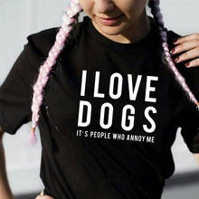 Harajuku уникальная хлопковая футболка с надписью «I love dogs» для женщин и любимых собак, подарок подруге, летние топы, графические футболки, хипстерские футболки 2024 - купить недорого