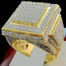 2021 dominador clássico completo branco zircão anéis de noivado para o homem luxo cor do ouro masculino jóias festa casamento presentes dos namorados 2024 - compre barato