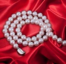 Ожерелье из натурального пресноводного жемчуга, серебро 925 пробы, 9-10 мм 2024 - купить недорого