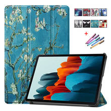 Coque Para Samsung Galaxy Tab Caso de Couro Da Aleta de Luxo Caso 11 S7 polegadas Stand Da Capa Do Livro Para Samsung Tab Caso Tablet T870 S7 T875 2024 - compre barato