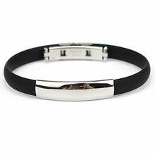 Wholesale Fashion jewelry Silicone Rubber Men Braclet Stainless Steel Black Bracelet Bangle Trendy Bracelets Cool Men Jewelry 2024 - buy cheap