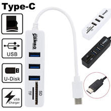 Hub divisor 2 en 1 Tipo C OTG USB 2,0, Combo de 3 puertos, lector de tarjetas SD/TF, Hub USB, diseño conveniente, nuevo y de alta calidad 2024 - compra barato