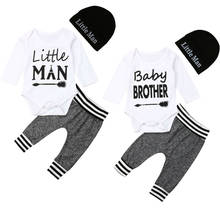 0-12M Newborn Infant Baby Boy Clothes Sets Long Sleeve Letter Print Romper Leggings Pants+Hats Outfit Clothes 2024 - buy cheap