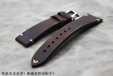 Handmade Crazy horseskin Watch Straps Vintage Genuine Leather Watchband Calfskin Watch Straps20mm Brown Retro thick Bracelet 2024 - buy cheap