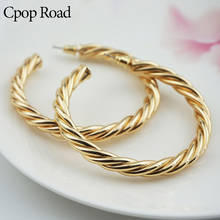 Cpop Circle Big Gold Hoop Earrings Fashion Jewelry Large Copper Round Earrings for Women New Elegant Accessories High Quality 2024 - buy cheap