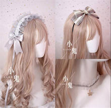 Ribete de encaje gótico Lolita KC, pasador de pelo, lazo, accesorios para el cabello, tocado para mujer B463 2024 - compra barato