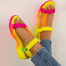 Sandálias de verão femininas, sapatos de tamanho grande, sandálias macias, várias cores, plataforma de tornozelo, praia, sandálias femininas 2024 - compre barato