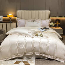 Conjunto de cama luxuoso de algodão egípcio, bordado, hotel, king queen, tamanho 4 peças, super macio, capa de edredom e fronhas 2024 - compre barato