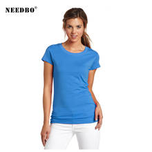 NEEDBO Women Tshirt 100% Cotton High Quality Casual T Shirt Femme Sexy O-neck Short Sleeve Tops Solid Summer Tshirts for Women 2024 - buy cheap
