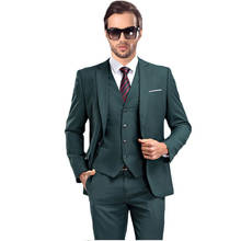 Ternos masculinos verdes mais recentes 2020, roupa de traje masculino vintage feito sob encomenda, conjunto de 3 peças de blazer para homens 2024 - compre barato