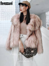 Nerazzurri Short pink yellow fluffy faux fur jacket women Thick warm fake fox fur coat 2020 fashion autumn winter women clothes 2024 - buy cheap