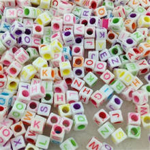 50/100pcs Solid White Color  Assorted Neon Color Alphabet Letter Cube  Beads 6X6mm 2024 - buy cheap