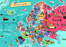 Póster de seda impreso con mapa de Europa para niños, decoración educativa para pared del hogar, 24x36 pulgadas 2024 - compra barato