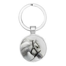 Fashion Unicorn Horse Keychain Animal Key Chain Handmade Glass Cabochon Key Ring Keychains For Women Men Trendy Jewelry Gifts 2024 - buy cheap