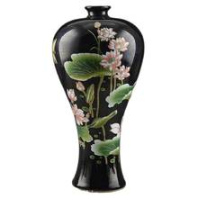 Negro y elegante jarrón grande de porcelana China antigua mano, ambiente de loto, pintura China antigua 2024 - compra barato