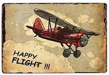 Happy Flight Metal Tin Sign Novelty Bar Pub Home Vintage Retro Decor Poster 2024 - buy cheap