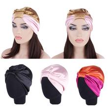 Muslim Women Night Sleep Cap Head Wrap Turban Satin Chemo Cap Hair Loss Bonnet Beanie Elastic Headwear Skullies Islamic Fashion 2024 - buy cheap