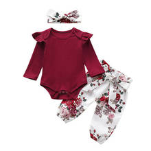 Focusnorm-Conjunto de ropa informal para recién nacido, Tops de flores, mallas, diadema, 3 uds. 2024 - compra barato
