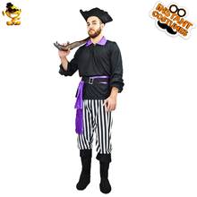 Purim Costume Adult Pirate Clothes Role Play Party Halloween Purple Pirate Costumes for Couple 2024 - buy cheap