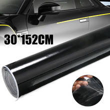Mayitr 1pc 30x152CM Gloosy Black Car Decal Roll Sheet Bubble-free Car Wrapping Foil Stickers for Car Exterior Decoration 2024 - buy cheap