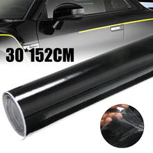 Mayitr folha de rolo de decalque para carro, 30x152cm, gloosy, preto, anti-bolhas, envolvimento de carros, adesivos para decoração exterior 2024 - compre barato