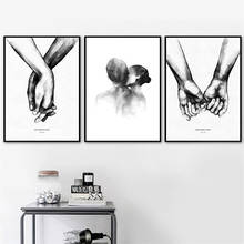 Romantic Hand In Hand Canvas Poster Couples Kiss Wall Art Print Abstract Black White Painting Fashion Picture Lovers Room Decor 2024 - buy cheap