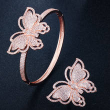 Zlxgirl-brazalete de mariposa con anillo para boda, accesorio de Zirconia cúbica, diseño especial, para celebraciones y banquetes 2024 - compra barato