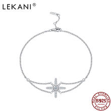 LEKANI 925 Sterling Silver Bracelets For Women Shining CZ Eight-Pointed Star Charm Bracelet Buckle Type Adjustable Fine Jewelry 2024 - buy cheap