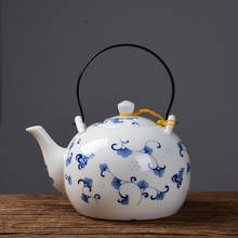 Bule de cerâmica 1500ml, grande capacidade, porcelana azul e branca, bule feito à mão de cerâmica, bule de chá de vidro, com filtro 2024 - compre barato