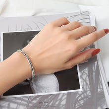 Kofsac pulseira prateada feminina, bracelete de personalidade da moda tailândia retrô com estampa aberta, presente para meninas 2024 - compre barato