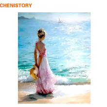 CHENISTORY Frame DIY Painting By Numbers Seaside Women Figure Painting Modern Wall Art Canvas Painting For Home Wall Artwork 2024 - buy cheap