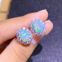 Natural Opal Earrings 925 Silver Women's Earrings Super Shiny Simple Atmosphere 2024 - buy cheap